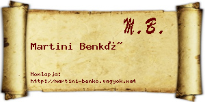 Martini Benkő névjegykártya